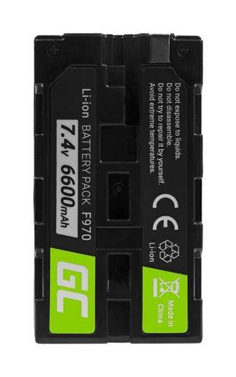 Akumulator Bateria Green Cell ® NP-F550 NP-F750 NP-F530 do Sony MVC FDR3E FD200 DCR TRV120E VX2100 TRV320E HDR-FX1 7.4V 6600mAh
