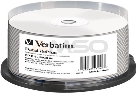 BD-R Verbatim 6x 25GB (Spindle 25) Blu-Ray Wide Therm. Print