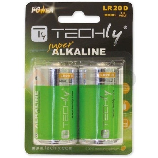 Baterie alkaliczne Techly 1,5V D R20, 2szt.