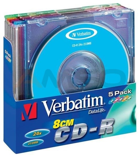 CD-R Verbatim 24x 210MB (Slim 5) COLOUR 8 cm