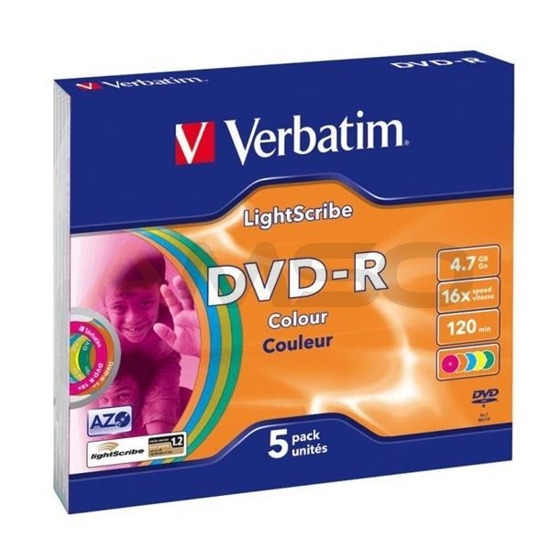 DVD-R Verbatim 16x 4.7GB (Slim 5) LIGHTSCRIBE COLOUR