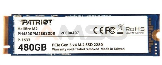 Dysk SSD Patriot Hellfire 480GB M.2 2280 PCle NVMe (3000/2400 MB/s)