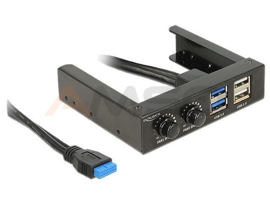Frontpanel Delock 3.5" 2x USB 3.0 + 2x USB 2.0 + 2x kontroler obrotów wentylatorów