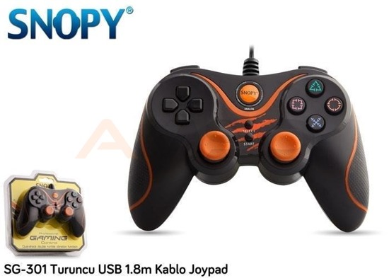Gamepad kontroler SNOPY SG-301 USB do PC / PS3 Przewodowy Black/Orange