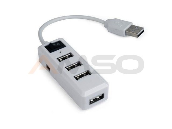 Hub USB Gembird 4xUSB 2.0z włącznikiem, zasilanie zew. biały