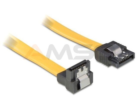Kabel Delock SATA DATA II 1m z zatrzaskami metalowymi kątowe dół/prosto żółty
