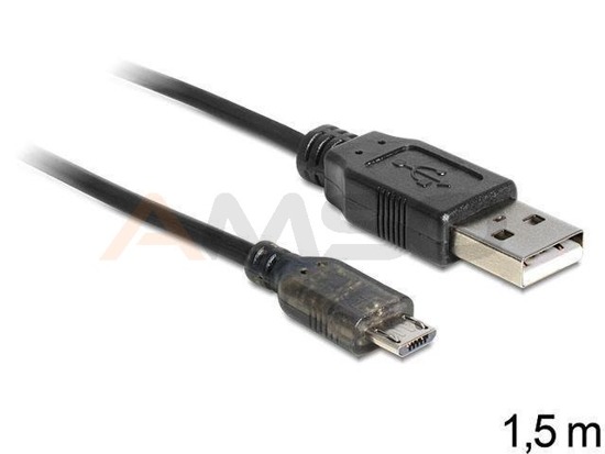 Kabel Delock USB Micro AM-MBM5P USB 2.0 1,5m + wskaźnik ładowania LED