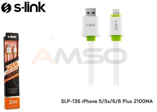 Kabel S-link SLP-136 USB - Lightning 2,0m 2,1A White iPhone/iPad