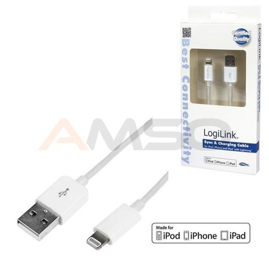 Kabel USB - Lightning LogiLink UA0199, 1m, biały