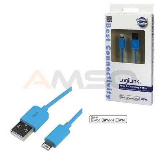 Kabel USB - lightning LogiLink UA0202, 1m, niebieski