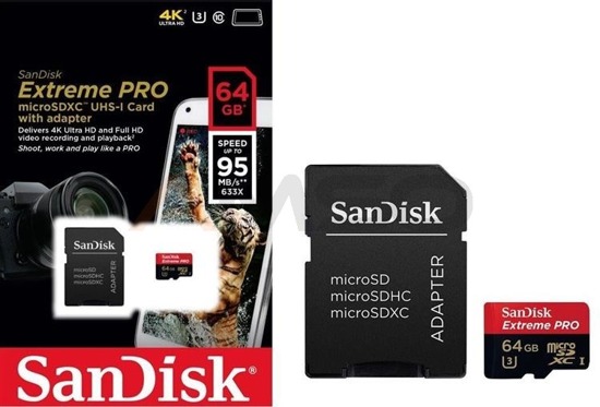 Karta pamięci microSDXC SanDisk Extreme Pro 64GB 95MB/s UHS-I Class 10 + adapter SD