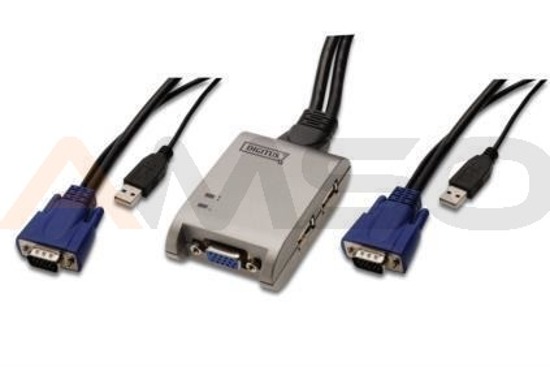 Mini przełącznik KVM USB, 2-portowy, Digitus
