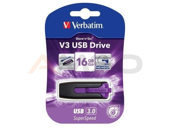 Pendrive Verbatim 16GB V3 USB 3.0 Violet