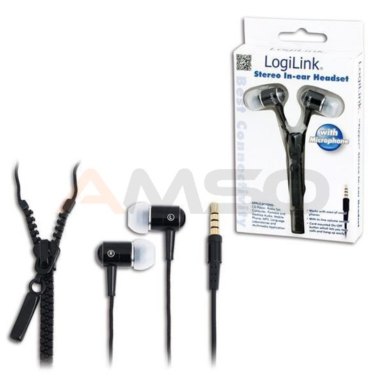 Słuchawki z mikrofonem LogiLink "Zipper", czarne