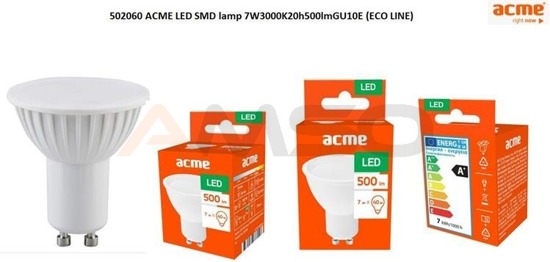 Żarówka LED Acme SMD lamp 7W3000K20h500lmGU10E (ECO LINE)