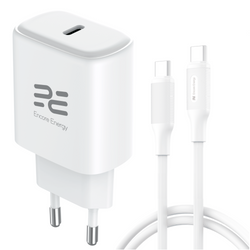 Nowa ładowarka sieciowa GaN 20W USB-C QC PD Encore Energy MD-2083ZB + kabel 2x USB-C 100cm