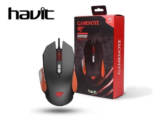 Mysz przewodowa HAVIT HV-MS762 Gamenote optyczna Gaming 4000 DPI programowalna czarno-pomarańczowa