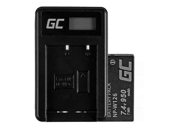 Bateria NP-W126 i Ładowarka BC-W126 Green Cell ® do Fujifilm FinePix HS30EXR, HS33EXR, HS50EXR, X-A1, X-A3, X-E1 7.4V 950mAh