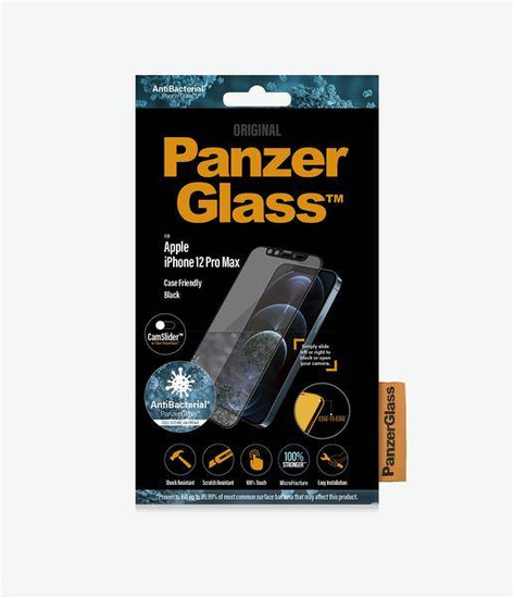 PANZERGLASS SZKŁO HARTOWANE IPHONE 12 PRO MAX ANTYBAKTERYJNE CAMSLIDER CASE FRIENDLY 2715