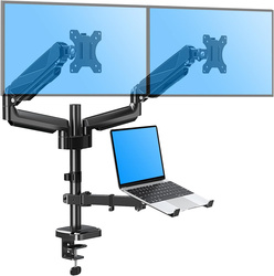 Nowy Uchwyt Biurkowy Triadyn TriMount na Dwa Monitory i Laptopa Ergonomiczny Regulowany Obrotowy TRD-BLK-3AL-13"-32"