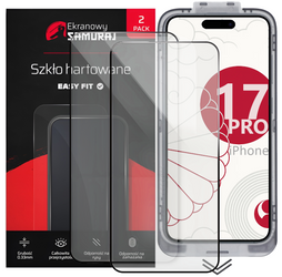 Nowe Szkło Hartowane Ekranowy Samuraj do Apple iPhone 17 Pro z ramką Easy Fit | 2-Pack