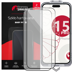 Nowe Szkło Prywatyzujące Ekranowy Samuraj do Apple iPhone 15 Pro z ramką Easy Fit | 2-Pack