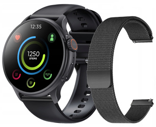 Nowy Smartwatch GlacierX Aura Black + Bransoleta mesh GX-AC60 BM