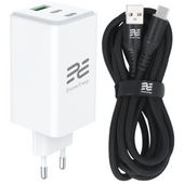 Nowa ładowarka sieciowa Encore Energy GaN QC PD 1x USB-A 30W 2x USB-C 100W MD-10083Z + kabel USB-A USB-C 2m