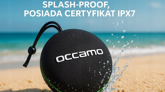 Nowy Przenośny Głośnik Bluetooth Occamo Thunder 10W Wodoodporny IPX7 Czarno-Zielony