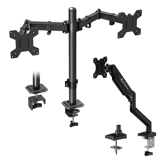 Zestaw Triadyn Uchwyt Biurkowy DuoClamp na Dwa Monitory Telewizory 17-32" + Uchwyt Biurkowy FlexMount do Pojedynczego Monitora Telewizora 13-34"