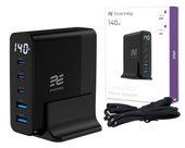 Nowa stacja ładująca Encore Energy ładowarka biurkowa GaN QC 4+ 5.0 PD 3.0 USB-A x2 USB-C x3 140W GaN-14083R z wyświetlaczem