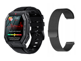 Nowy Smartwatch GlacierX Trail Black + Bransoleta mesh GX-TC55 BM