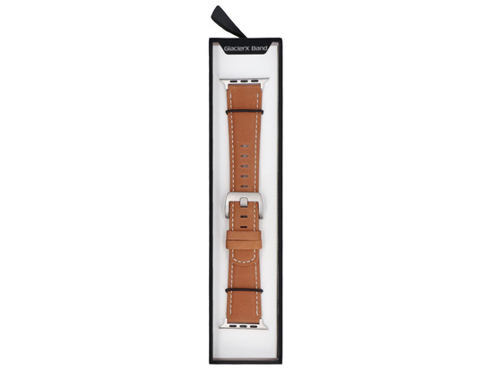 Nowy pasek do smartwatcha GlacierX Classic Leather Brown dedykowany do Apple Watch 42/44/45/49mm
