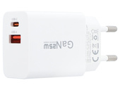 Nowa ładowarka sieciowa Encore Energy GaN QC PD USB-A 18W USB-C 25W MD-2583R + kabel 2x USB-C 50cm