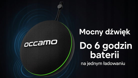 Nowy Przenośny Głośnik Bluetooth Occamo Thunder 10W Wodoodporny IPX7 Czarno-Zielony