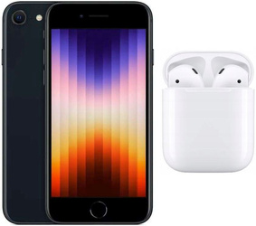 Nowy Apple iPhone SE 2022 4GB 64GB Midgniht + Nowe słuchawki Apple AirPods 2  MV7N2ZM/A