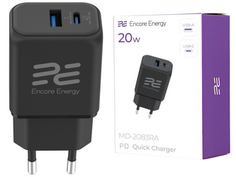 Nowa ładowarka sieciowa Encore Energy PD 3.0 Quick Charge 4.0 USB-A USB-C 20W adapter MD-2083RA