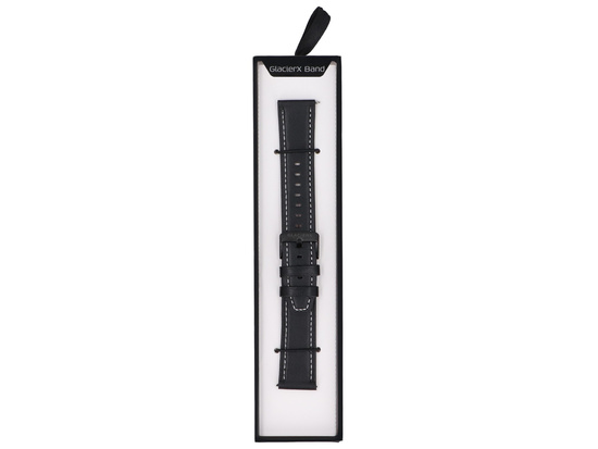 Nowy pasek do smartwatcha GlacierX Classic Leather Black Czarny 22mm