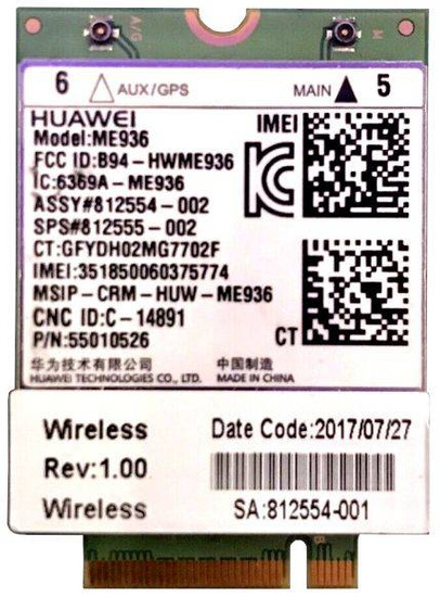 Modem WWAN Huawei ME936 812555-002 do HP