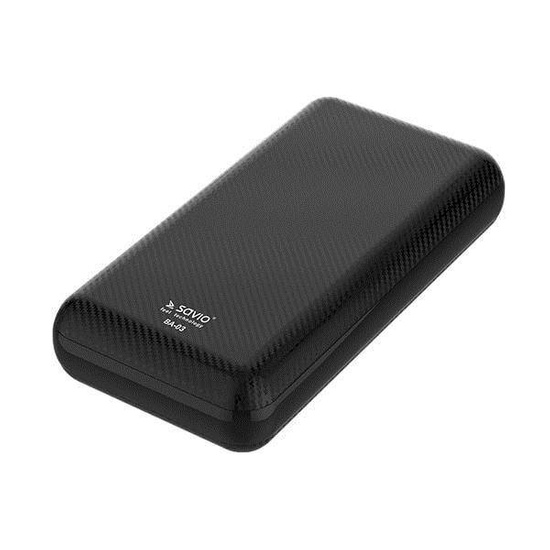 PowerBank SAVIO BA-03 (20000mAh; microUSB, USB, USB-C; kolor karbon)
