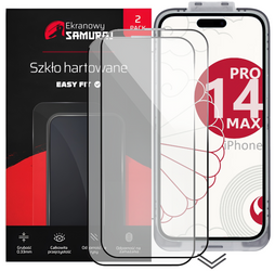 Nowe Szkło Prywatyzujące Ekranowy Samuraj do Apple iPhone 14 Pro Max z ramką Easy Fit | 2-Pack