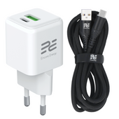 Nowa ładowarka sieciowa GaN 20W USB-A USB-C QC PD Encore Energy MD-2083ZC + kabel USB-A USB-C 2m