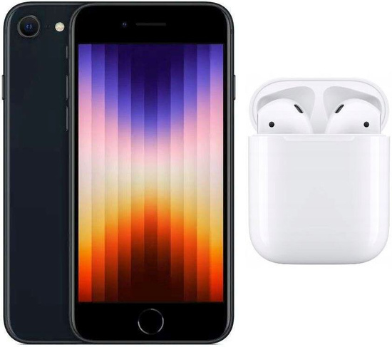 Nowy Apple iPhone SE 2022 4GB 64GB Midgniht + Nowe słuchawki Apple AirPods 2  MV7N2ZM/A