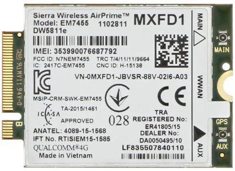 Modem WWAN Dell MXFD1 DW5811e E5270 E5470 E5570 E7270 E7370 E7470 Sierra Wireless AirPrime