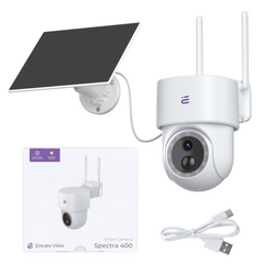 Nowa inteligentna kamera Starlight WiFi + Panel Solarny 3W USB-C PTZ 4Mpx FHD IP65 Encore View Spectra 400