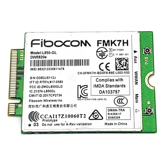 Modem WWAN Fibocom L850-GL DW5820e FMK7H do Dell Latitude 3500 5310 5400 5500 5520