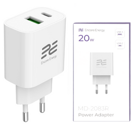 Nowa ładowarka sieciowa Encore Energy PD 3.0 Quick Charge 4.0 USB-A USB-C 20W adapter MD-2083R