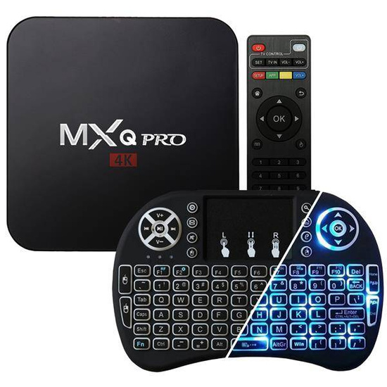 Zestaw TV Box MXQ PRO (1GB RAM, 8GB eMMC, 4x2.0GHz, Android 7.0 Nougat) + Klawiatura Green Cell