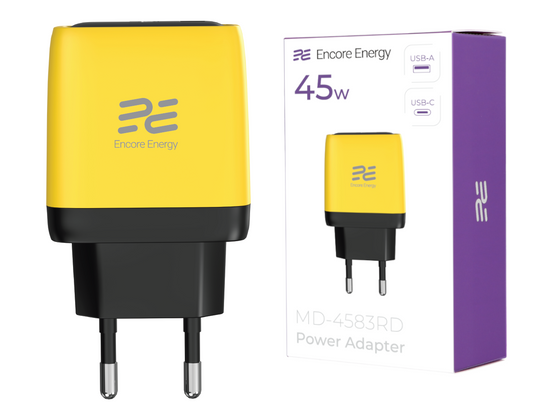 Nowa ładowarka sieciowa Encore Energy GaN QC PD USB-A 18W USB-C 45W MD-4583RD