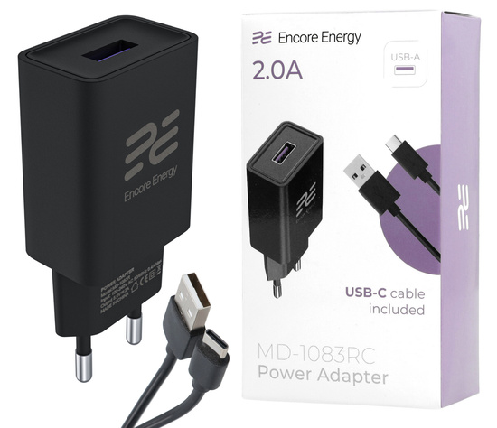 Nowa ładowarka sieciowa Encore Energy USB-A 10W + kabel USB-C ładowarka uniwersalna MD-1083RC